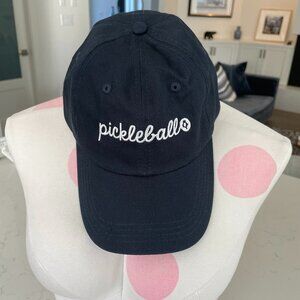 Ame & Lulu Embroidered Adjustable Pickleball 100% Cotton Ball Cap Navy White OS